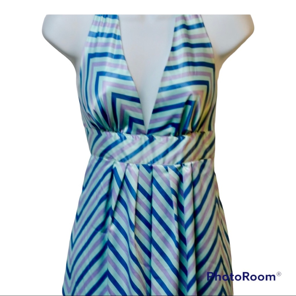 Satin Halter Dress Backless Sexy L Blue clubbing party Blue New above knee